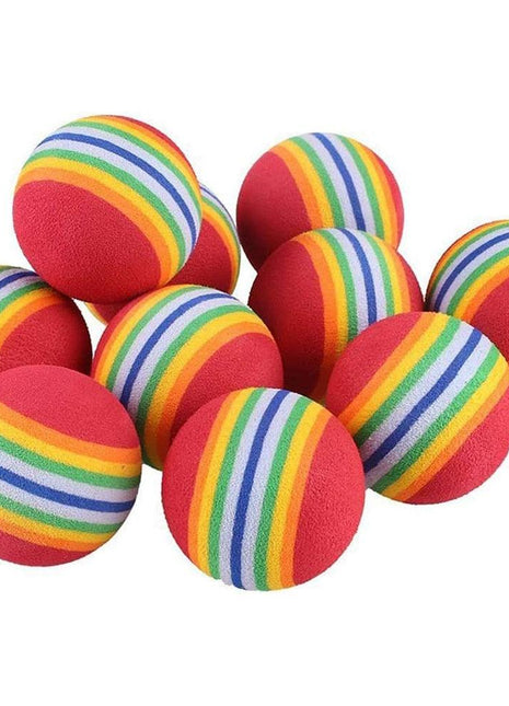 10pcs Cat Toy Balls Interactive for Indoor Cat Red Rainbow Soft Foam Puppies Toy Balls Activity Chase Quiet Play Sponge Ball  Toy Balls for Dog Puppies Kittens