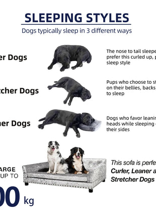 Deluxe Velvet Tufted Sofa Bed; Memory Foam Lounger for Large Dog