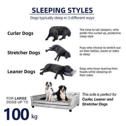 Deluxe Velvet Tufted Sofa Bed; Memory Foam Lounger for Large Dog