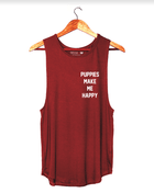 Puppies Make Me Happy Motto Sleeveless Top | Classic Gift for Dog Moms | Made in USA