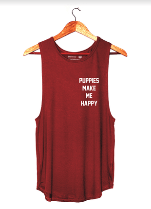 Puppies Make Me Happy Motto Sleeveless Top | Classic Gift for Dog Moms | Made in USA