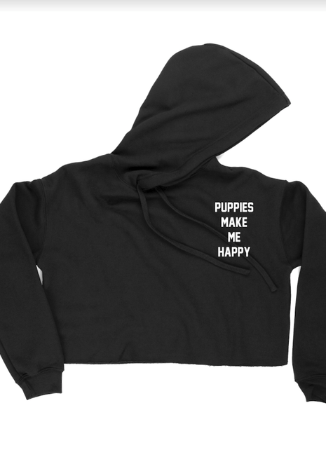 Motto Puppies Make Me Happy | Crop Hoodie