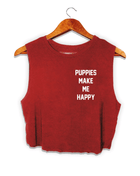 Puppies Make Me Happy Motto Crop Top | Present for Dog Lovers