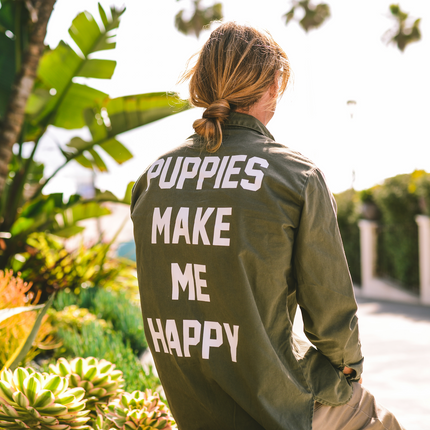 Puppies Club Military Button Up | Present For Dog Lover