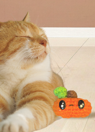 Handmade Catnip Toy | Larry the Pumpkin – A Halloween Chunkle Puff Infused with Miracle Nip Botanicals