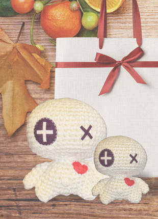 Handmade Catnip Toy | Rex & Rex Jr. – Voodoo Doll Chunkle Puffs in Gallery White and Natural Fiber Infused with Miracle Nip Botanicals for Cats