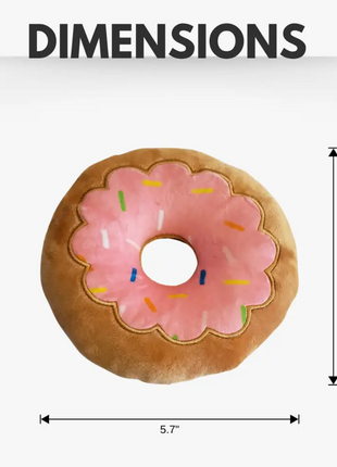 Donut Plush Dog Toy – Soft, Chewy and Cuddly, Safe & Non-Toxic, Ideal for Fetching, Tug-of-War, Gentle Chewing – Strawberry