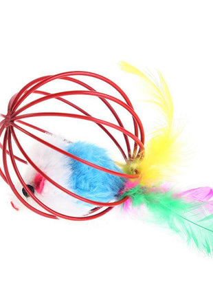 Stick Feather Wand with Bell Mouse Cage Feather Tail Cat Toy