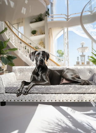 Deluxe Velvet Tufted Sofa Bed; Memory Foam Lounger for Large Dog