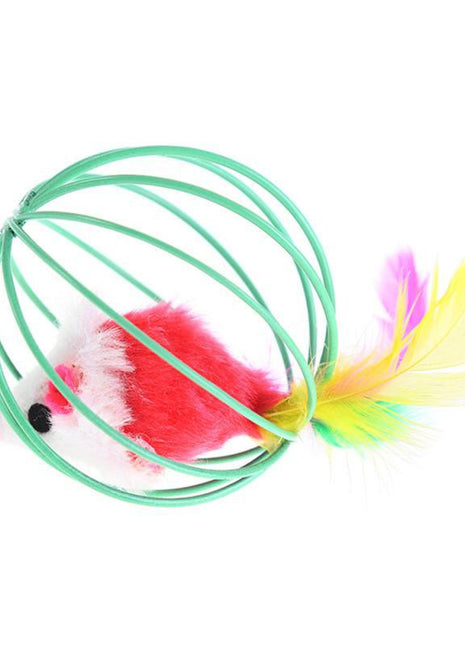 Stick Feather Wand with Bell Mouse Cage Feather Tail Cat Toy