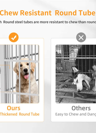 Furniture Large Wooden Dog Crate Indoor Elevated Dog Kennel End Table Lattice Playpen with 3 Doors Removable Tray