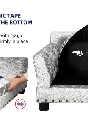 Deluxe Velvet Tufted Sofa Bed; Memory Foam Lounger for Large Dog