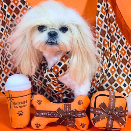 Squeak Plush Toy for Dog, Bone Cup, Chew Toy, Unique Design, Luxury Brand, Fashion Design, Passion for Pet Supplies