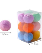 12Pcs/lot Stretch Plush Ball Toys for Cats Colorful Interactive Cat Pom Pom