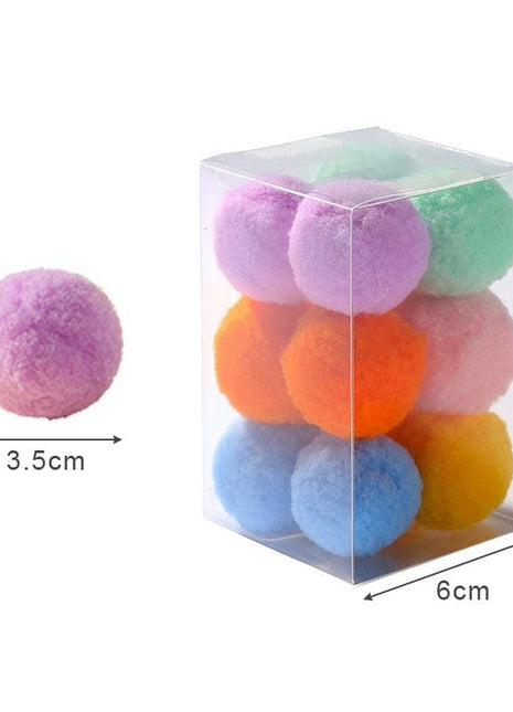 12Pcs/lot Stretch Plush Ball Toys for Cats Colorful Interactive Cat Pom Pom