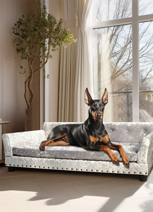 Deluxe Velvet Tufted Sofa Bed; Memory Foam Lounger for Large Dog