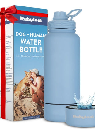 Dog + Human Water Bottle with Detachable Dog Bowl