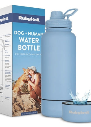 Dog + Human Water Bottle with Detachable Dog Bowl