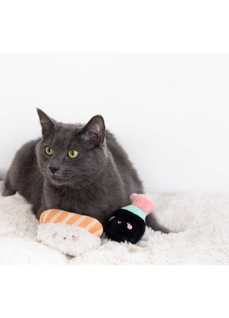 Soy Sauce and Sushi Cat Toy Set | Plush Toys for Pet Lovers | Giftable Cat Stocking Stuffer