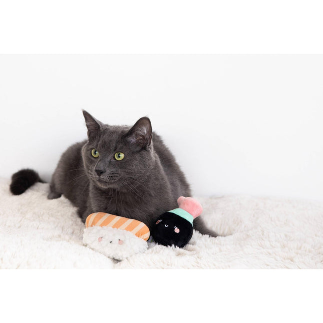 Soy Sauce and Sushi Cat Toy Set | Plush Toys for Pet Lovers | Giftable Cat Stocking Stuffer