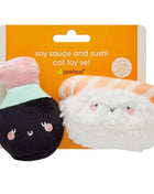 Soy Sauce and Sushi Cat Toy Set | Plush Toys for Pet Lovers | Giftable Cat Stocking Stuffer