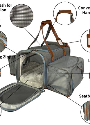 Mr. Peanut's Gold Series Big Apple XL Size Airline Compliant Double Expandable Pet Carrier