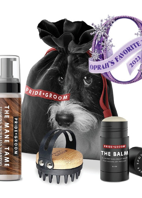 THE TOOL KIT | Complete waterless dog grooming set. Includes foaming shampoo, moisturizing balm & grooming brush.