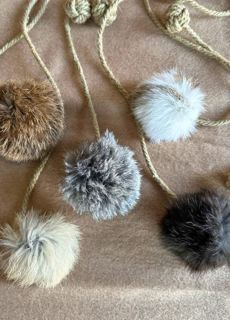 Rabbit Fur Ball with Rope Cat Toy