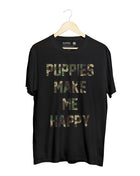 Camo Puppies Make Me Happy | Uni-Sex Crewneck Tee