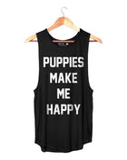 Puppies Make Me Happy |  Women's Sleeveless Tank | Made in USA