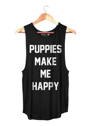Puppies Make Me Happy |  Women's Sleeveless Tank | Made in USA