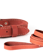 Traditional Style Leather Collar and Leash Set