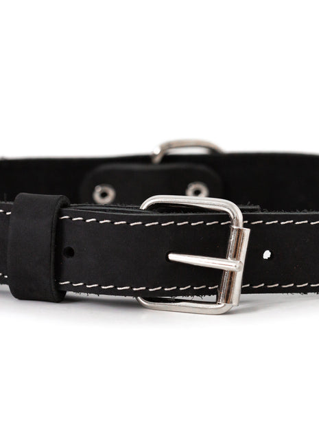 Traditional Black Leather Dog Collar