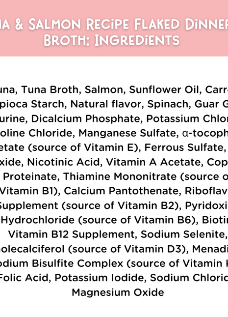 Tuna & Salmon Recipe Flaked Dinner In Broth Adult Cat Food, 2.8-oz