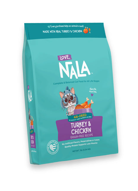 Turkey & Chicken Grain Free Recipe Air-Dried Adult Cat Food 1lb bag
