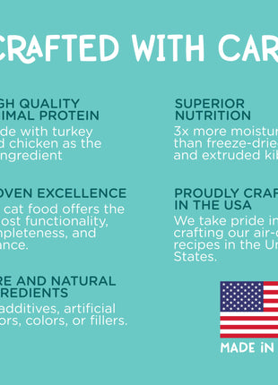 Turkey & Chicken Grain Free Recipe Air-Dried Adult Cat Food 1lb bag