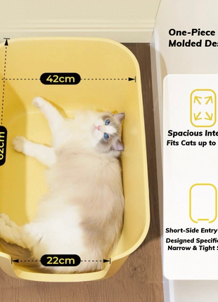 [NEW] Mango Space-Saving Enclosed Cat Litter Box – Narrow-Side Design with Low Entry