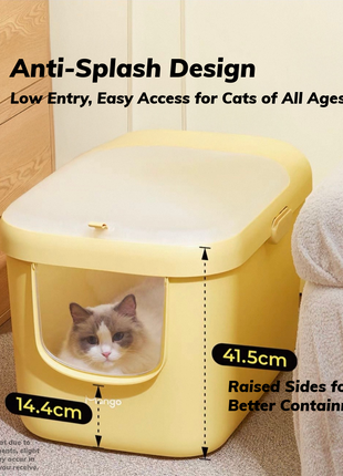 [NEW] Mango Space-Saving Enclosed Cat Litter Box – Narrow-Side Design with Low Entry