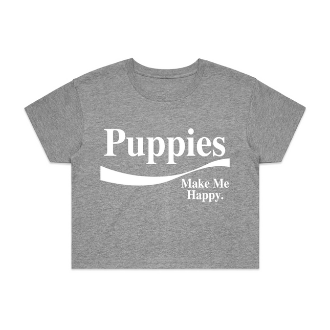 Enjoy Puppies Make Me Happy Crop Top | Gift for Dog Lovers