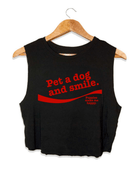 Pet A Dog And Smile Crop Tank | Red Font | Gift for Dog Lovers | Made in USA