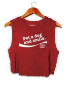 Pet A Dog And Smile Crop Tank | Red Font | Gift for Dog Lovers | Made in USA