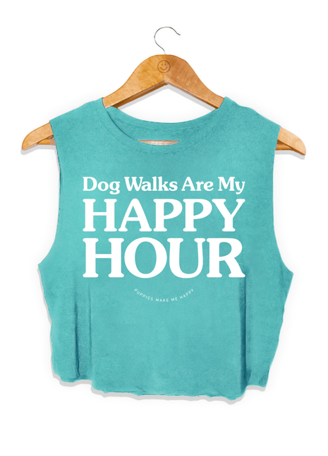 Dog Walks Are My Happy Hour Crop Top | Gift for Dog Lovers