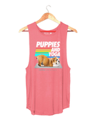 Puppies & Yoga Women's Sleeveless Tank | Gift for Dog Moms | As Seen in Dog Days | Made in USA