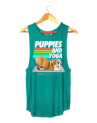 Puppies & Yoga Women's Sleeveless Tank | Gift for Dog Moms | As Seen in Dog Days | Made in USA