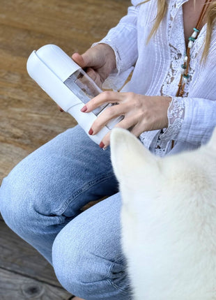 Travel Dog Water Bottle with Treat Holder – Leakproof & BPA-Free 350mL