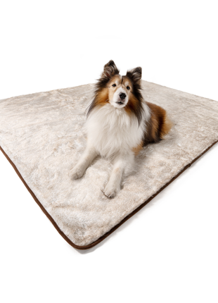 PupProtector™ Short Fur Waterproof Throw Blanket - White with Brown Accents