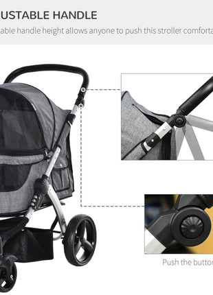 Travel Pet Stroller with Adjustable Handlebar