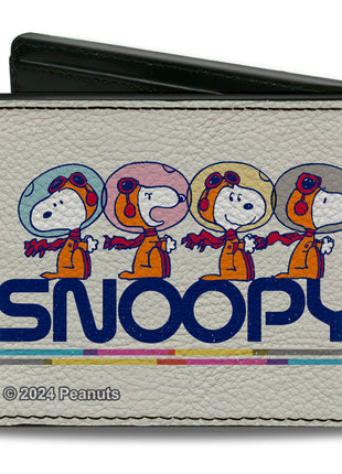 Bi-Fold Wallet - Peanuts Astronaut Snoopy Launch Poses and Text White/Multi Color