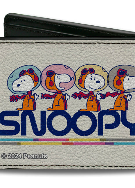 Bi-Fold Wallet - Peanuts Astronaut Snoopy Launch Poses and Text White/Multi Color