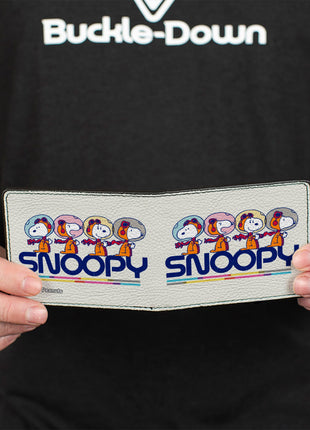 Bi-Fold Wallet - Peanuts Astronaut Snoopy Launch Poses and Text White/Multi Color
